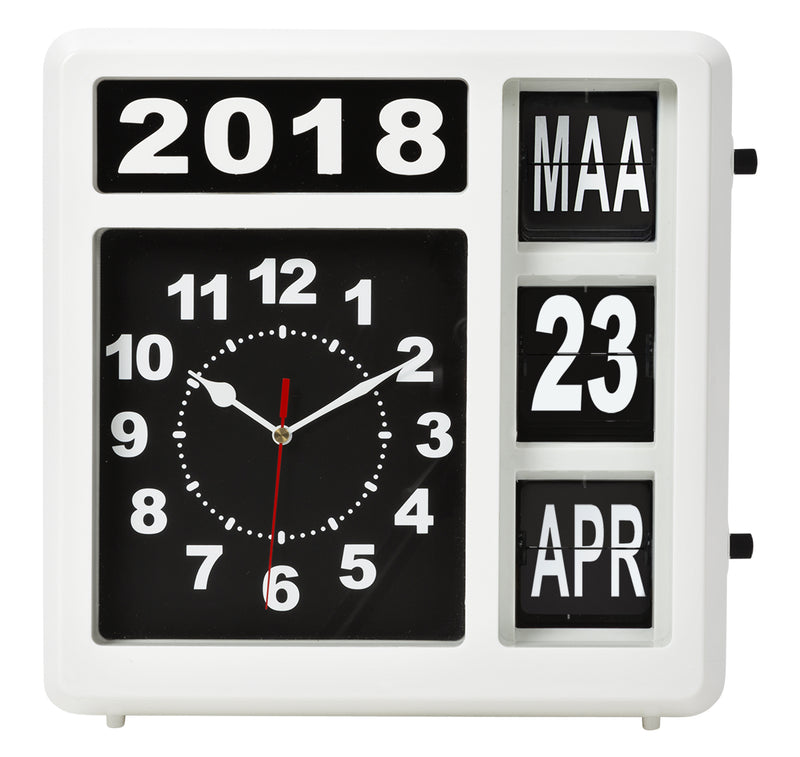 Perel – Wanduhr analog 310 x 310 mm, niederländische Version, weiß