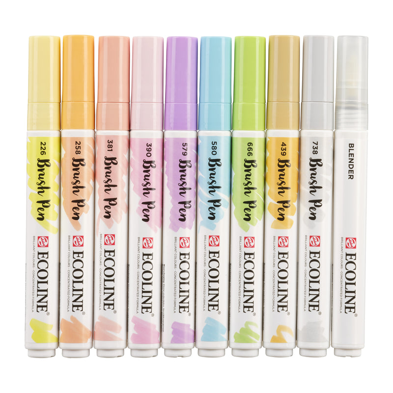 Talens - Brushpen Ecoline 10er-Set Pastell | 3 Stück