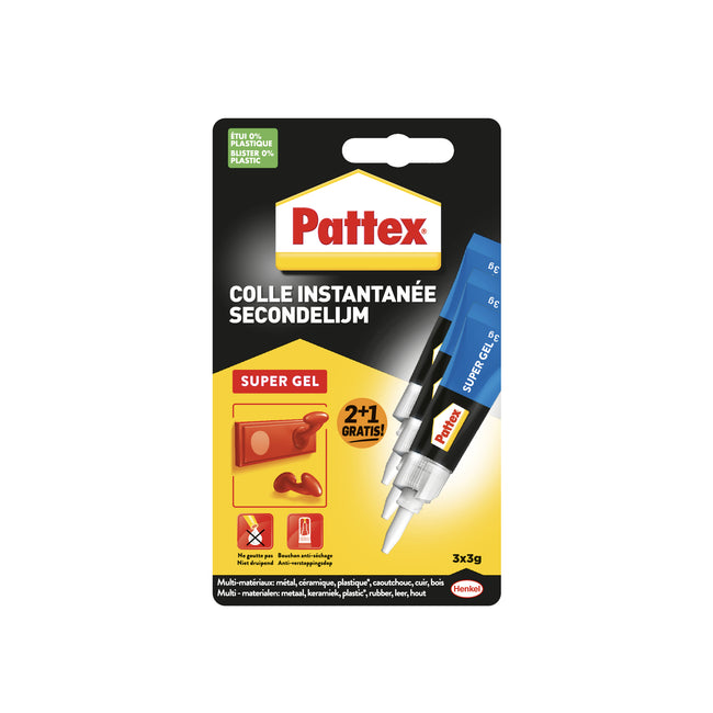 Pattex - Superkleber Supergel 3 Gramm Blister 2+1 gratis | 12 Stück