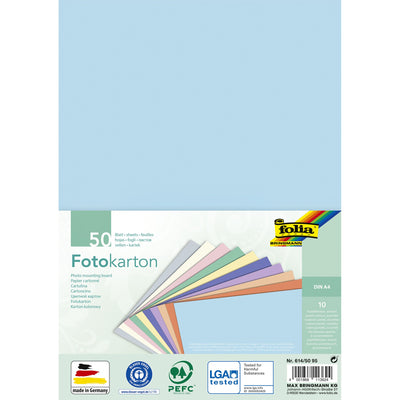 Folia Paper - Fotokarton Folia 2-seitig A4 Pastell 50 Blatt 10 Farben