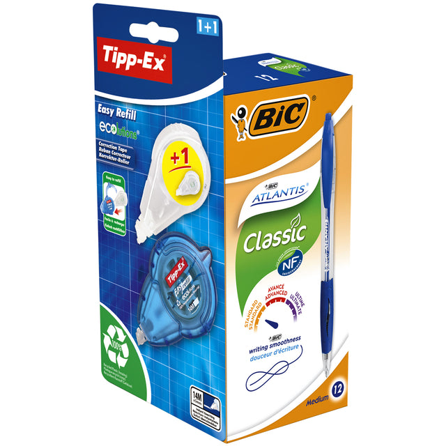 Bälle BIC Atlantis 0,32 mm blau + kostenlos Tipp-ex einfach