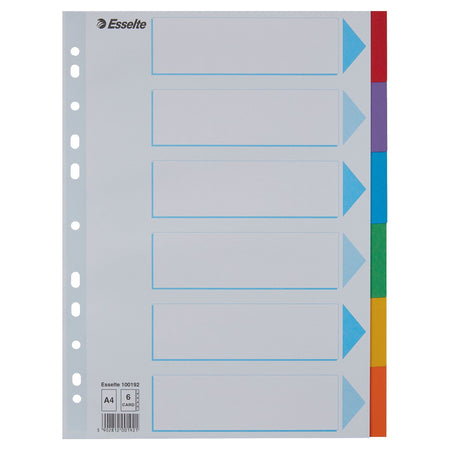 Esselte - Tabs Standard A4 6-teiliger Karton 11-Ring mit Deckblatt sortiert
