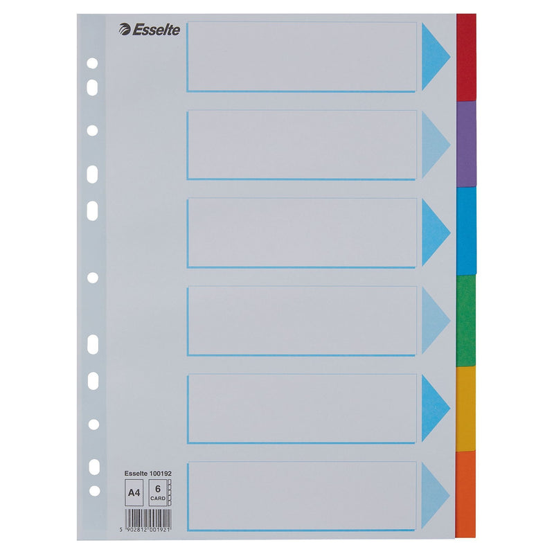 Esselte - Tabs Standard A4 6-teiliger Karton 11-Ring mit Deckblatt sortiert