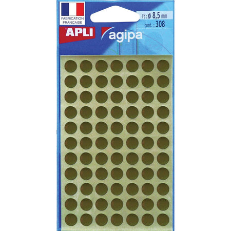 Agipa - runde Etiketten im Etui Durchmesser 8 mm, Gold, 308 Stück, 77 pro Blatt