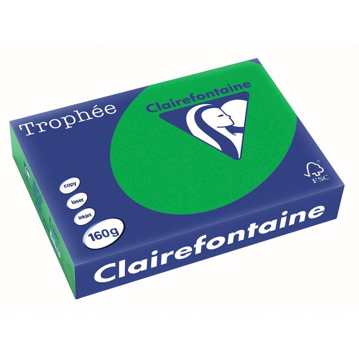 Clairefontaine - Trophée Intens, farbiges Papier, A4, 160 g, 250 Blatt, bijartgrün