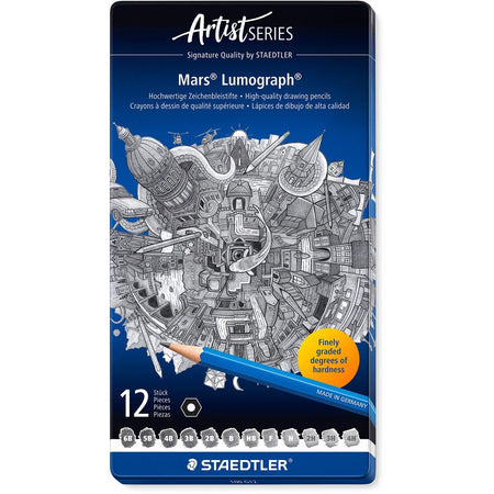Staedtler - Bleistift-Lumograph 12 Stück: 6B-5B-4B-3B-2B-B-HB-F-H-2H-3H-4H