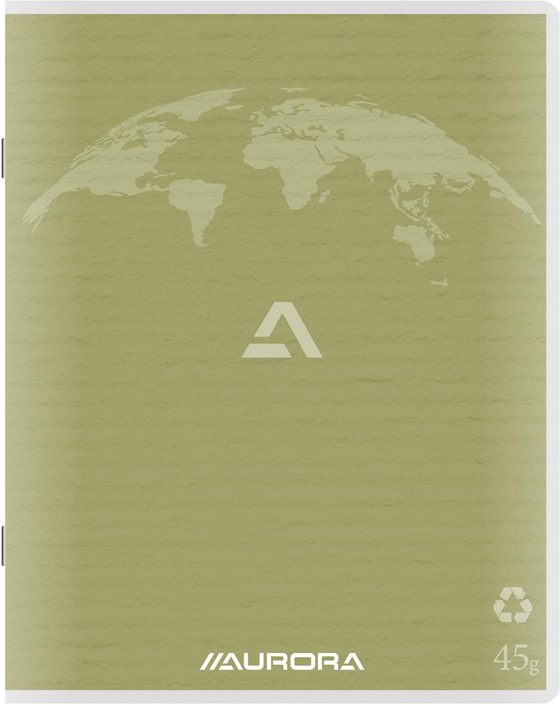 Aurora - Writing 45 Sammelalbum aus Recyclingpapier, 200 Seiten, liniert, moosgrün