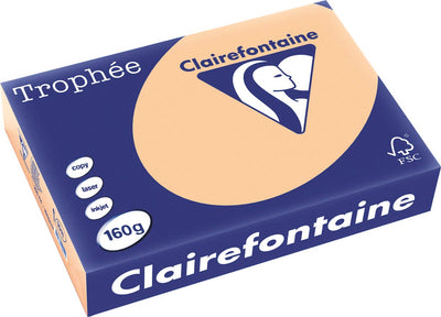 Clairefontaine - Trophée tel, farbiges Papier, A4, 160 g, 250 Blatt, Aprikose