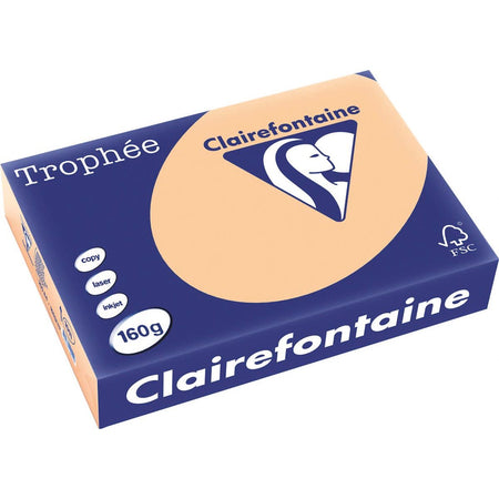 Clairefontaine - Trophée tel, farbiges Papier, A4, 160 g, 250 Blatt, Aprikose
