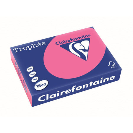 Clairefontaine - Trophée Intens, farbiges Papier, A4, 160 g, 250 Blatt, Fuchsia