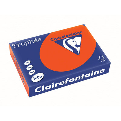 Clairefontaine - Trophée Intens, farbiges Papier, A4, 160 g, 250 Blatt, Kardinalrot