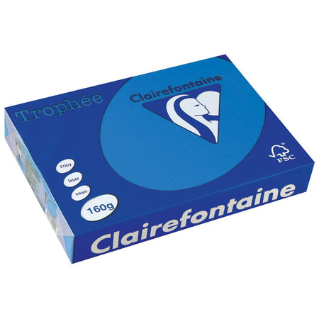 Clairefontaine - Trophée Intens, farbiges Papier, A4, 160 g, 250 Blatt, türkis