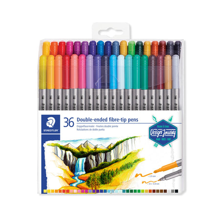 Staedtler - Farbmarker 3200 Doppelspitze feines und ultrafeines Gehäuse mit 36 ​​Farben | 6 Stück