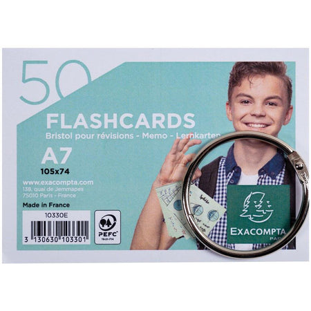 Exacompta – farbige Karteikarten, ft A7, liniert, Packung mit 50 Stück