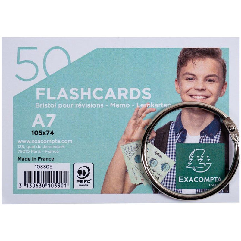 Exacompta – farbige Karteikarten, ft A7, liniert, Packung mit 50 Stück