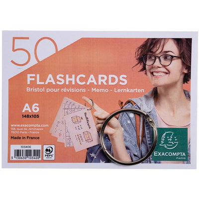 Exacompta – farbige Karteikarten, ft A6, liniert, Packung mit 50 Stück
