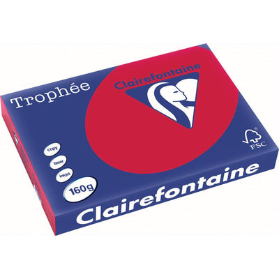 Clairefontaine - Trophée Intens, farbiges Papier, A3, 160 g, 250 Blatt, Kirschrot