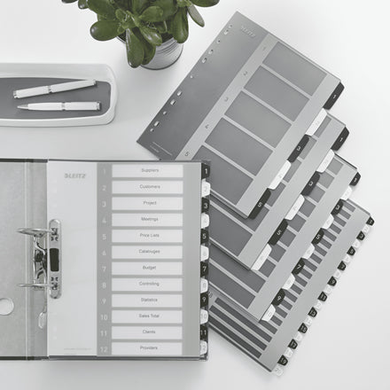 Leitz - WOW druckbares Register, 12 Register, schwarzweiß