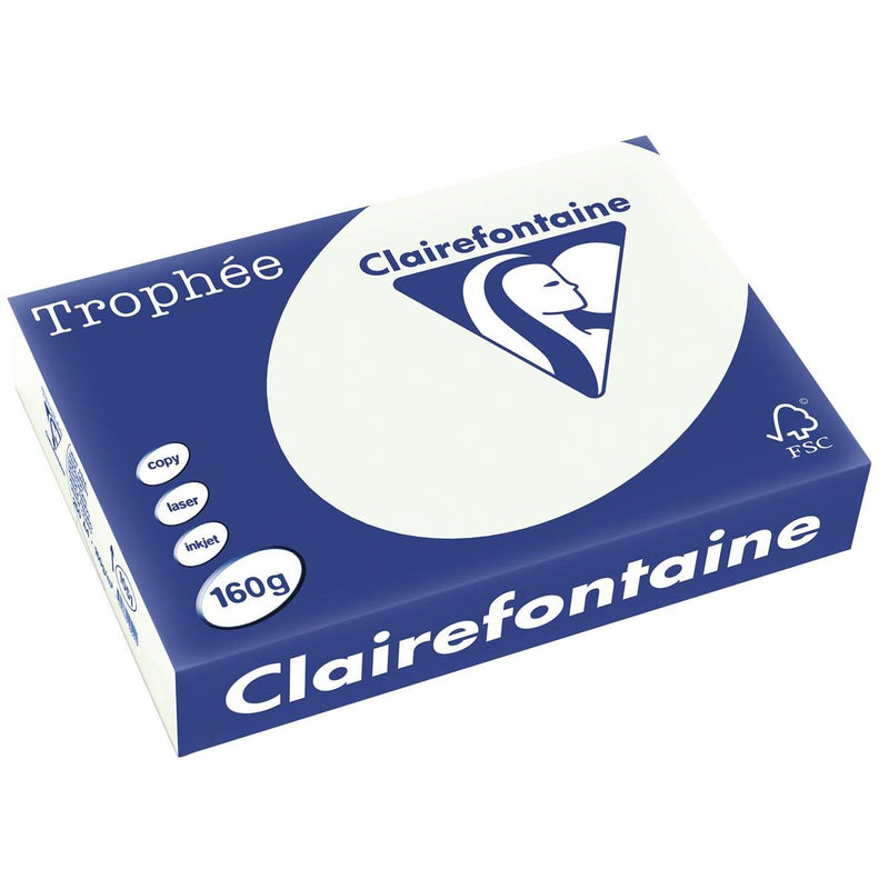 Clairefontaine - Trophée tel, farbiges Papier, A4, 160 g, 250 Blatt, hellgrün