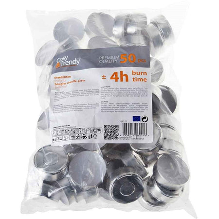 Cosy - Trendy Teelichter 4H, weiß, Packung à 50 Stück