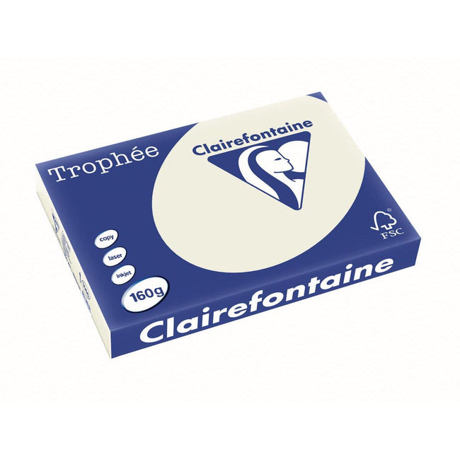 Clairefontaine - Trophée tel, farbiges Papier, A3, 160 g, 250 Blatt, perlgrau