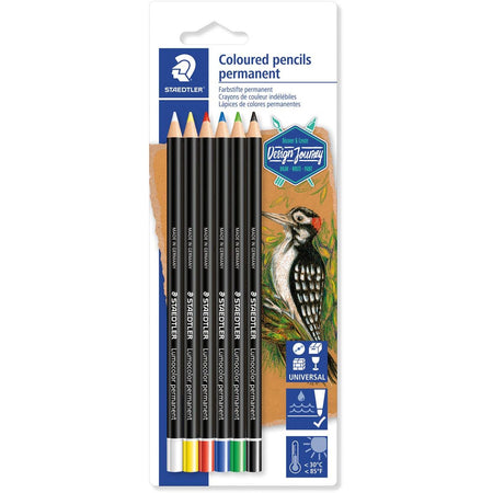 Staedtler - Lumocolor Permanent-Buntstift, Blister mit 6 Farben