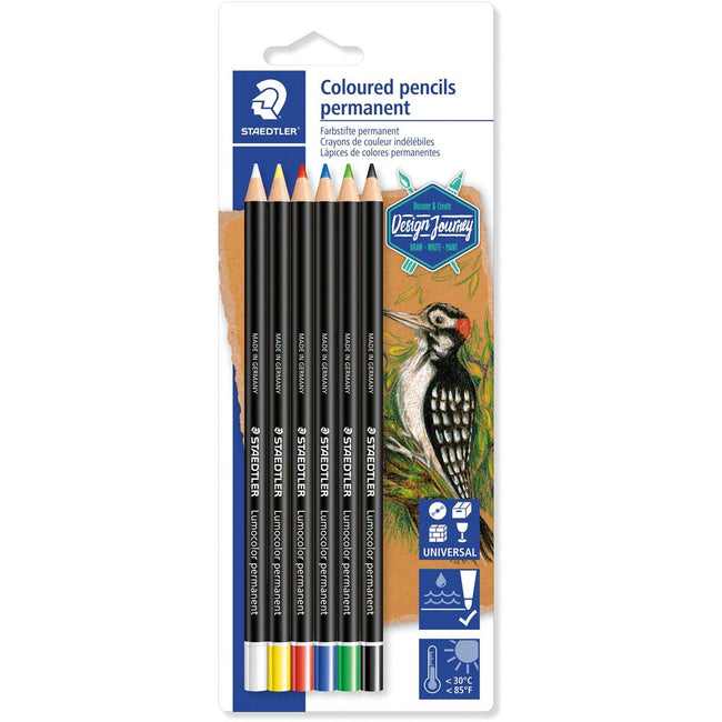 Staedtler - Lumocolor Permanent-Buntstift, Blister mit 6 Farben