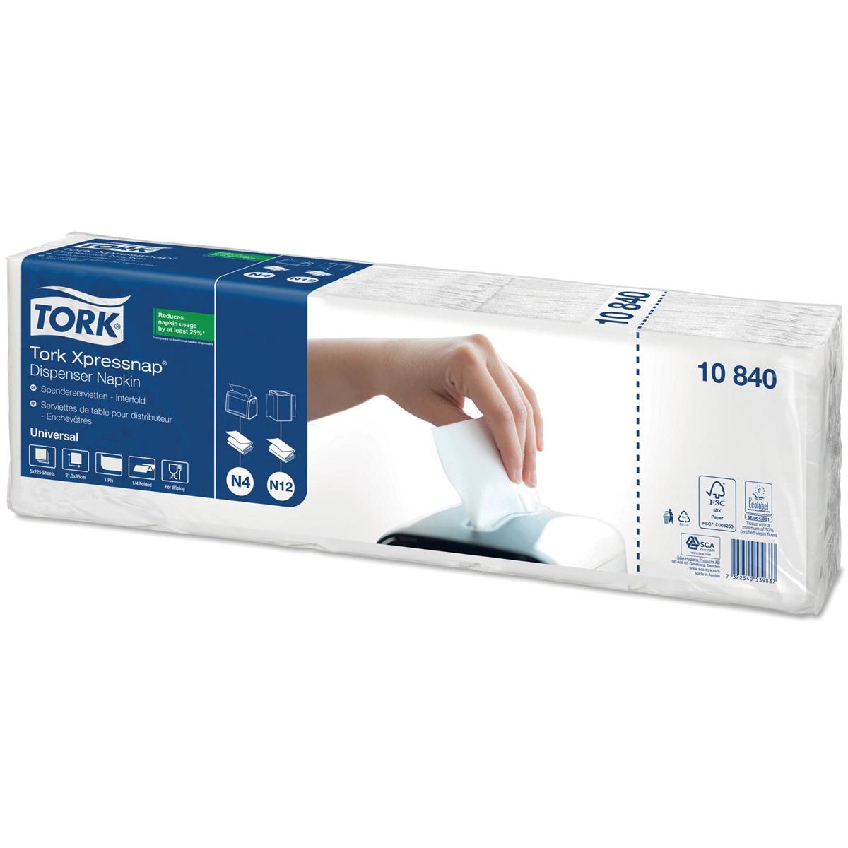 Tork - Serviette N4 Xpressnap Universal 1/4 Falz 1-lagig 213x330mm 1125 Blatt weiß 10840