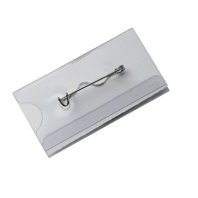 Klika -  Badge transp met speld 75x31mm 20 stuks