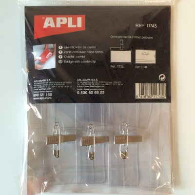 Klika - Abzeichen-Transp-Clip + Pin 90x56 mm 5 Stück 60 Stück