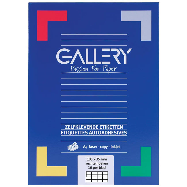 Galerie – weiße Etiketten, 105 x 35 mm (B x H), rechtwinklig, Karton mit 1.600 Etiketten
