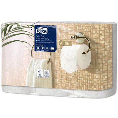 Tork - Toilettenpapier Extra Soft, 4-lagig, System T4, Packung mit 6 Rollen