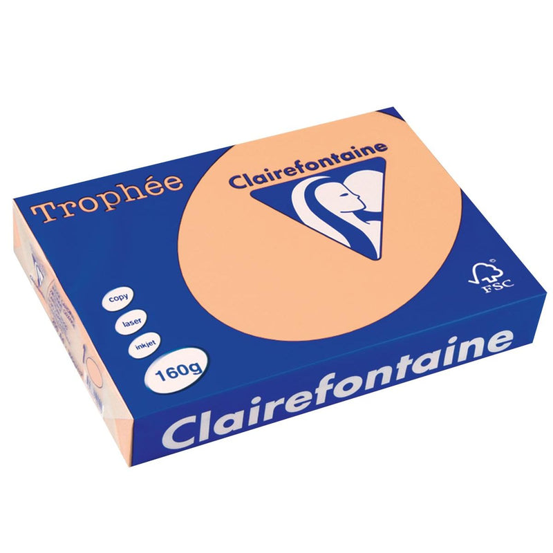 Clairefontaine - Trophée tel, farbiges Papier, A4, 160 g, 250 Blatt, Lachs