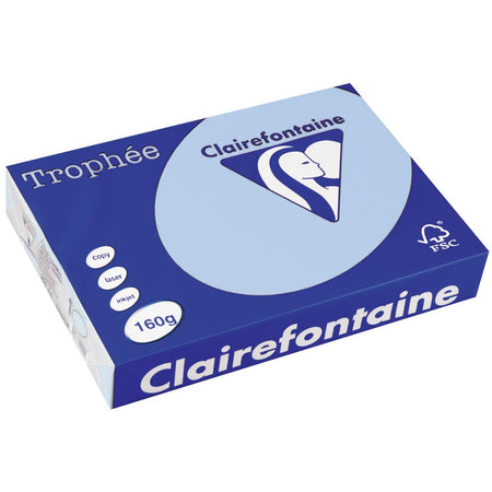 Clairefontaine - Trophée tel, farbiges Papier, A4, 160 g, 250 Blatt, blau