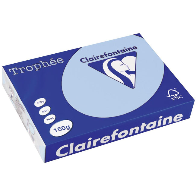 Clairefontaine - Trophée tel, farbiges Papier, A4, 160 g, 250 Blatt, blau