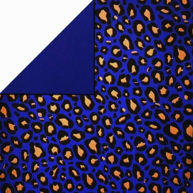 Klika - Geschenkpapier Geschenkpapier Leopardenflecken gold auf blau gerippt 50 cm