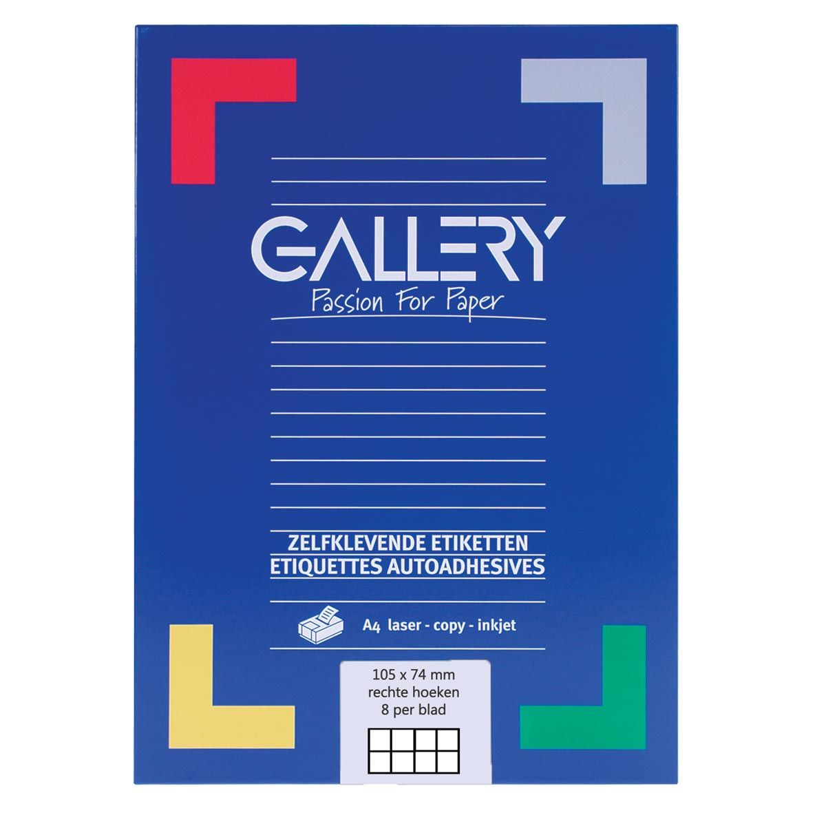 Galerie – weiße Etiketten, 105 x 74 mm (B x H), rechtwinklig, Karton mit 800 Etiketten