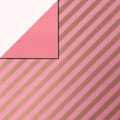 Klika - Geschenkpapier Geschenkpapier Goldstreifen über rosa gerippt 50 cm