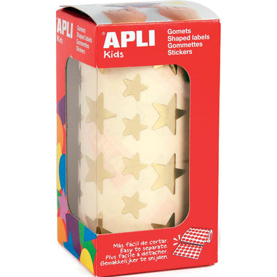 Apli Kids - Kinderaufkleber auf Rolle, Stern, 2360 Stück, Metallic-Gold