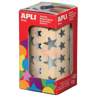 Apli Kids - Kinderaufkleber auf Rolle, Stern, 2360 Stück, Metallic-Silber
