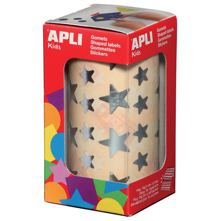 Apli Kids - Kinderaufkleber auf Rolle, Stern, 2360 Stück, Metallic-Silber
