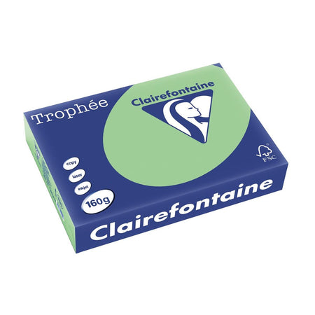 Clairefontaine - Trophée tel, farbiges Papier, A4, 160 g, 250 Blatt, naturgrün