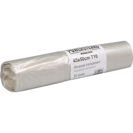 PowerSterko - Abfallbeutel | Recyceltes LDPE | 45x50cm | T10 | transparent | 2500 Stück