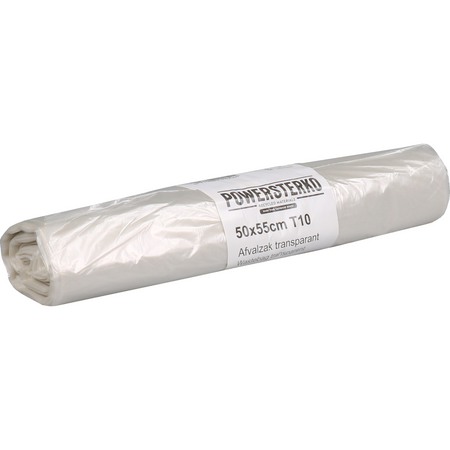 PowerSterko -  Afvalzak | Gerecycled LDPE | 50x55cm | T10 | transparant | 1500 stuks