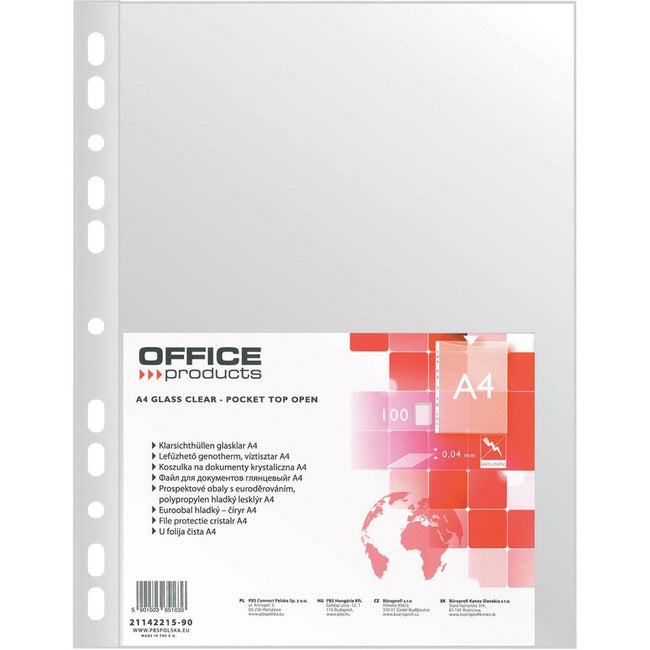 OFFICE-Produkte - Perforierte Präsentationstasche, A4, 40 Mikron, glasklar, Packung à 100 Stück