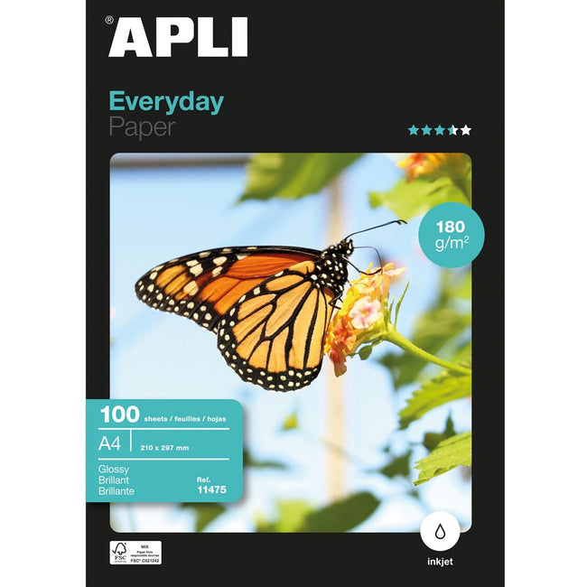 Apli - Fotopapier Everyday ft A4, 180 g, Packung mit 100 Blatt