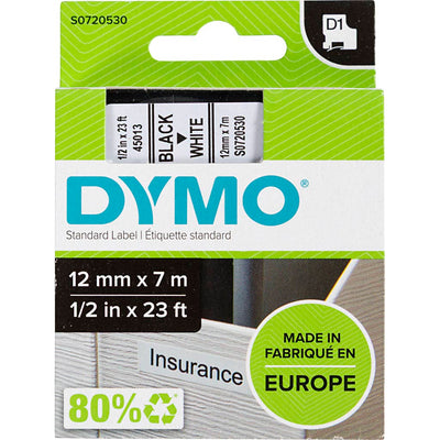 Dymo - Labele LabelManager D1 Polyester 12mmx7m schwarz auf weiß