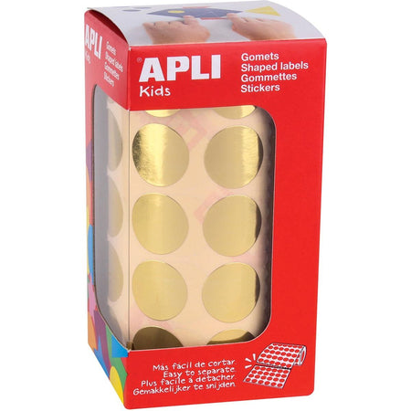 Apli Kids - Kinderaufkleber auf Rolle, Kreisdurchmesser 20 mm, 1770 Stück, Metallic-Gold