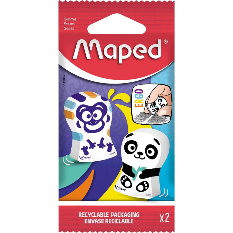Maped - Radiergummi Ergo Fun, Blister mit 2 Stück