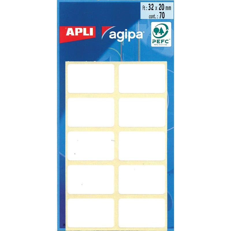 Agipa – weiße Agipa-Etiketten im Etui, 20 x 32 mm (B x H), 70 Stück, 10 pro Blatt